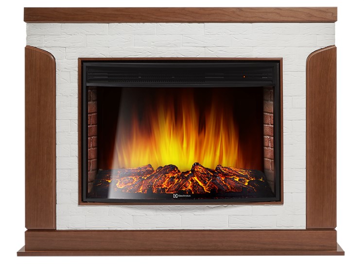 Портал Firelight Prestigio 30 камень белый, шпон дуб